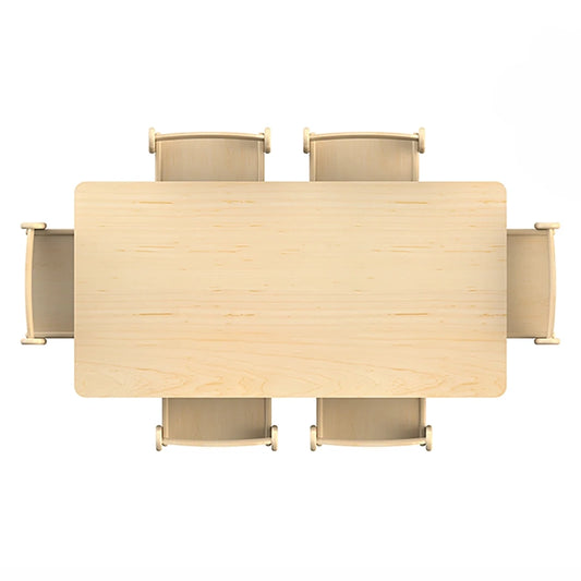Medium Rectangular Table + 6 Beech Stacking Chairs