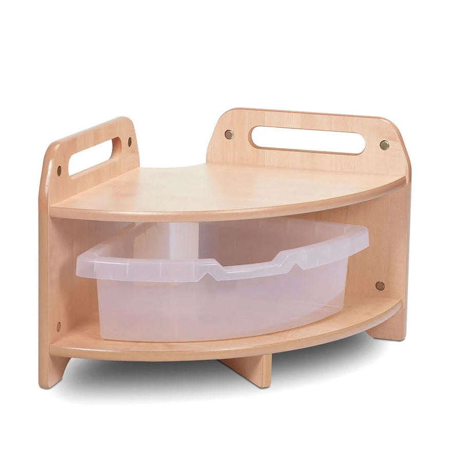 Low Level 90 Degree Corner Unit with 1 or 2 Clear Tubs or Baskets