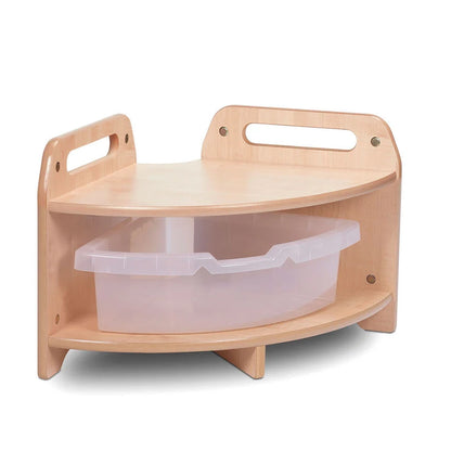 Low Level 90 Degree Corner Unit with 1 or 2 Clear Tubs or Baskets