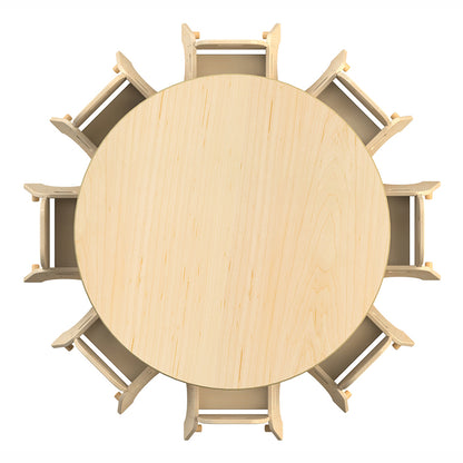 Large Circular Table + 8 Sturdy Chairs