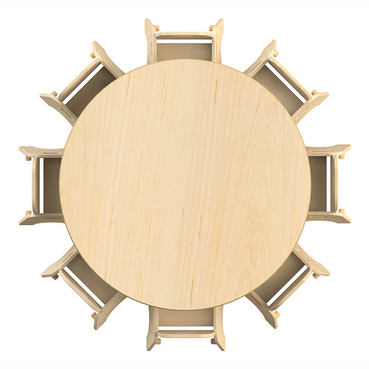Large Circular Table + 8 Sturdy Chairs
