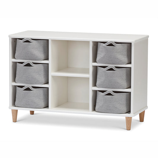Bambino White Shallow Rope Basket Storage