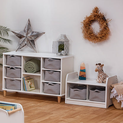 Bambino White Shallow Rope Basket Storage