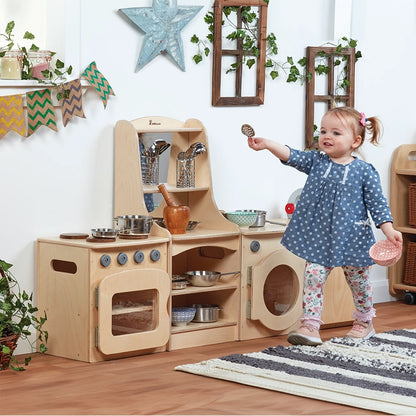 Natural Kitchen Set of 4 - Cooker, Sink, Washer, Storage Dresser (H400mm)