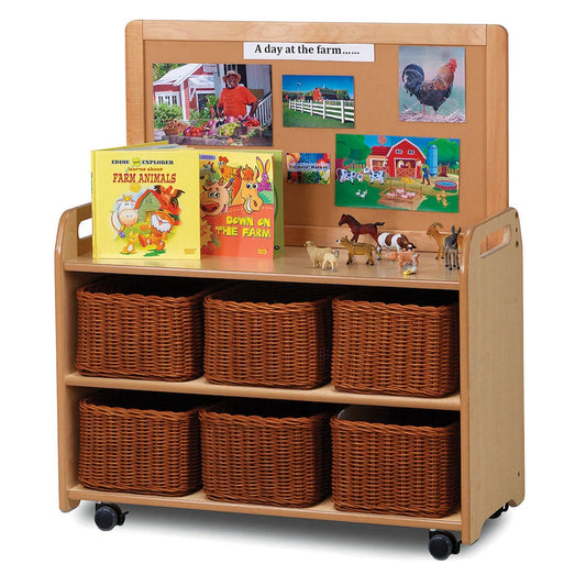 Mobile Unit With Top Display Add-on and 6 Clear Tubs and Baskets