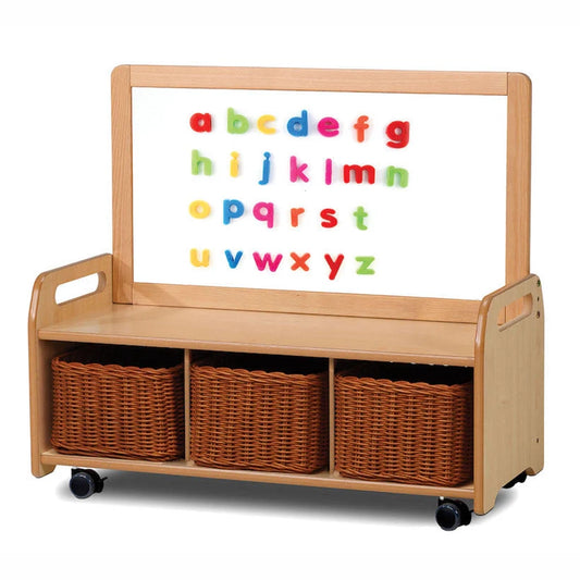 Mobile Low Magnetic Storage Unit With 3 Clear Tubs or Baskets