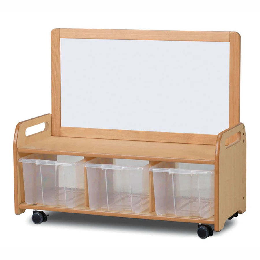 Mobile Low Magnetic Storage Unit With 3 Clear Tubs or Baskets