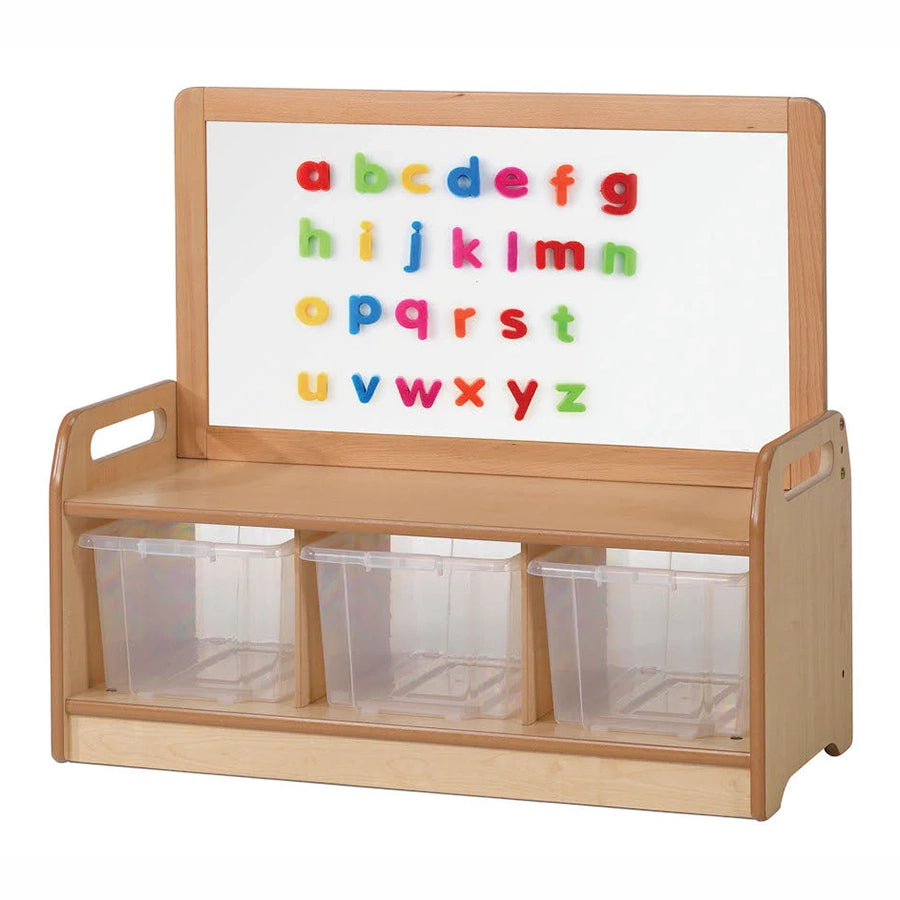 Low Magnetic Storage Unit With 3 Clear Tubs or Baskets