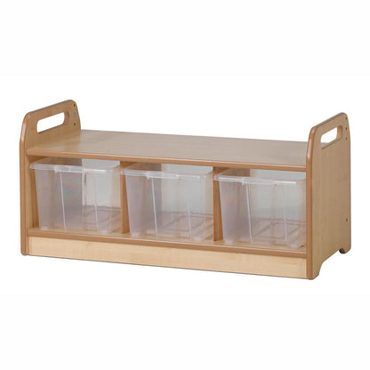 Low Level Storage Bench with 3 Clear Tubs or Baskets