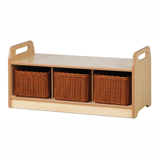 Low Level Storage Bench with 3 Clear Tubs or Baskets
