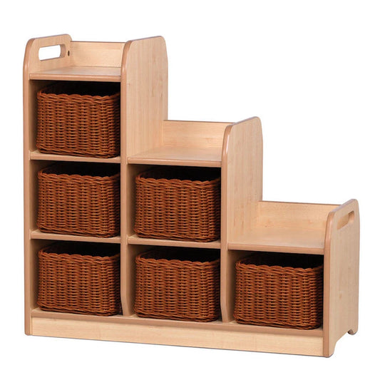 Stepped Storage Left Hand With 6 Clear Tubs or Basket