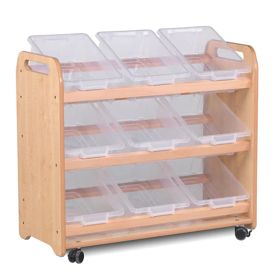 Tilt Tote Storage 9 Clear Tubs or Baskets