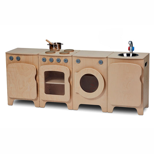 Natural Kitchen Set of 4 - Cooker, Sink, Washer, Fridge (H550mm)