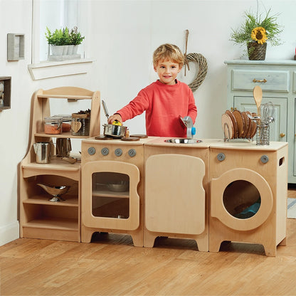 Natural Kitchen Set of 4 - Cooker, Sink, Washer, Storage Dresser (H550mm)
