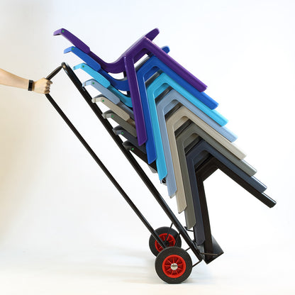 Postura+ Chair Trolley with chairs stacked and angled 