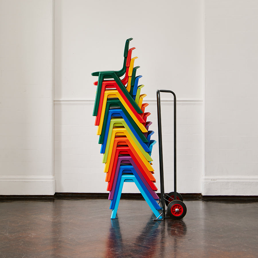 Postura+ Chair Trolley with stacked Postura+ Chairs