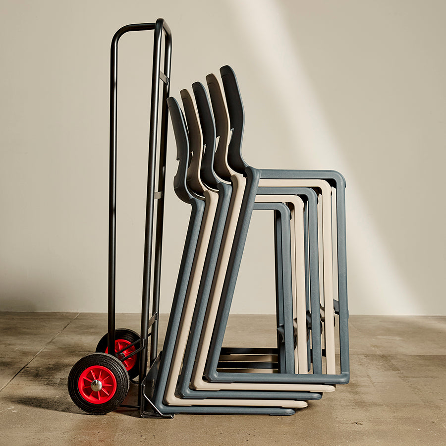 Postura+ Chair Trolley with stacked Postura+ One Piece High Back Stools