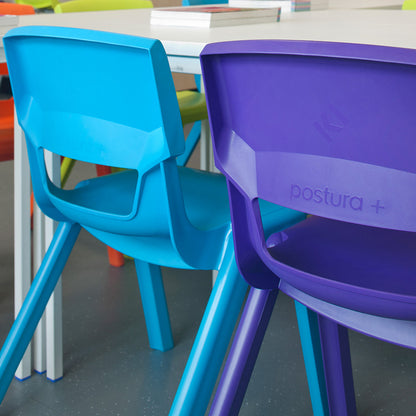 Postura+ One Piece Poly Chair Aqua Blue and Grape Crush Close Up