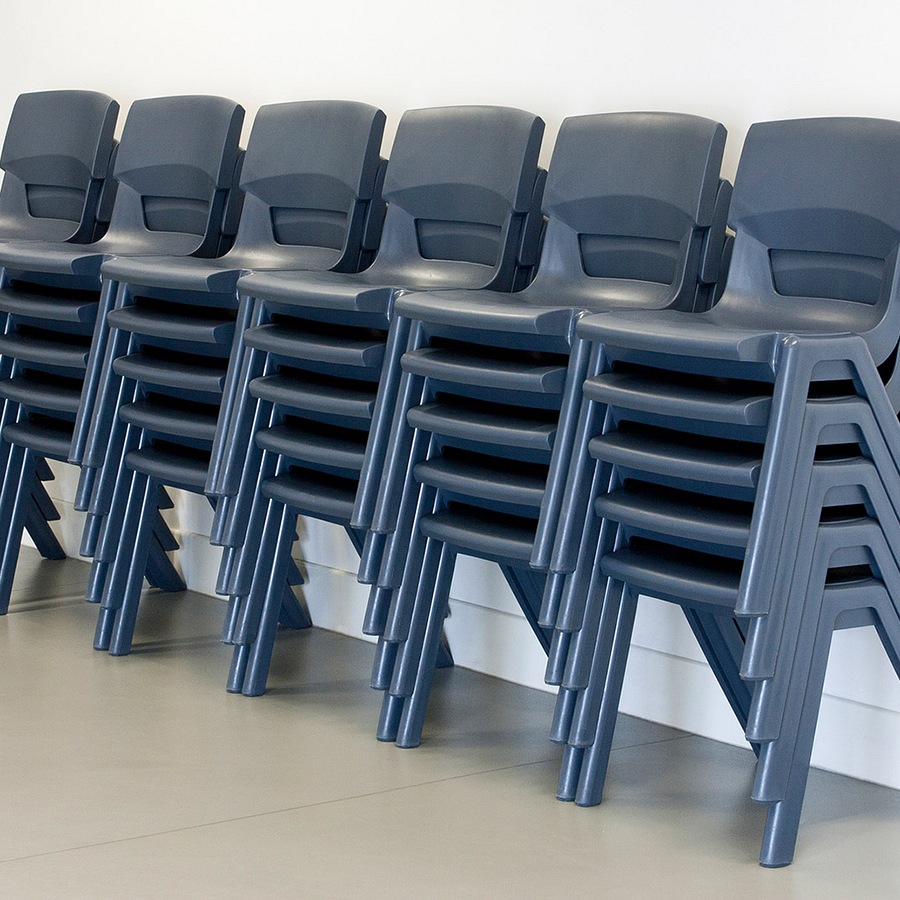Postura+ One Piece Poly Chair Slate Grey Stacked