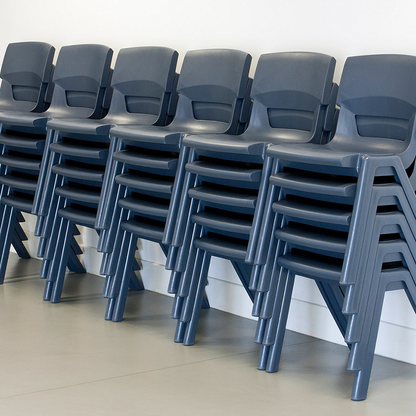 Postura+ One Piece Poly Chair Slate Grey Stacked