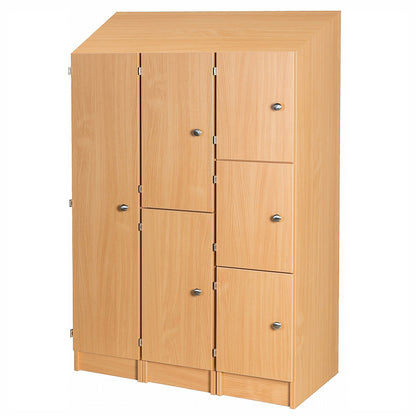 Primary Height One, two & three Door Premium Wooden Lockers - H1370mm Slope Top with knob handles