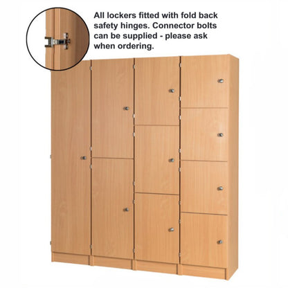 Primary Height One, two, three & Four Door Premium Wooden Lockers - H1370mm Flat Top with knob handles 1