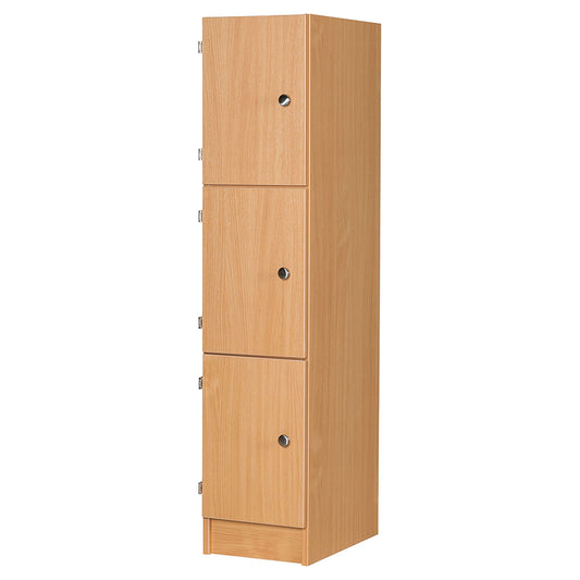 Primary Height Three Door Premium Wooden Locker - H1370mm Flat Top with knob handle