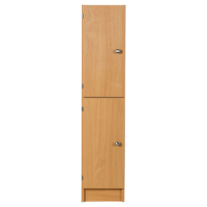 Primary Height Two Door Premium Wooden Locker - H1370mm Flat Top with knob handle front view