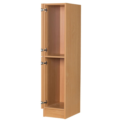 Primary Height Two Door Premium Wooden Locker - H1370mm Flat Top with open doors and fold back hinges 1