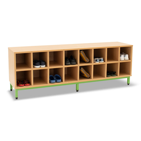 Cloakroom Bench with 16 Open Compartments