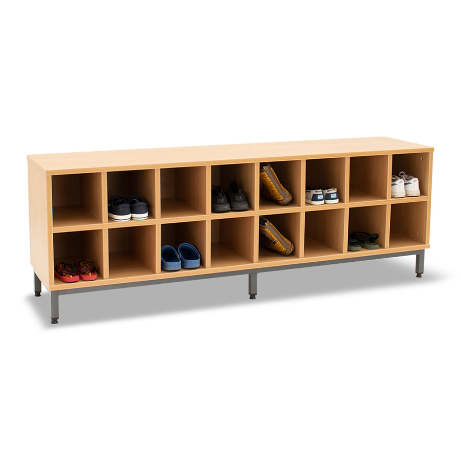 Cloakroom Bench with 16 Open Compartments