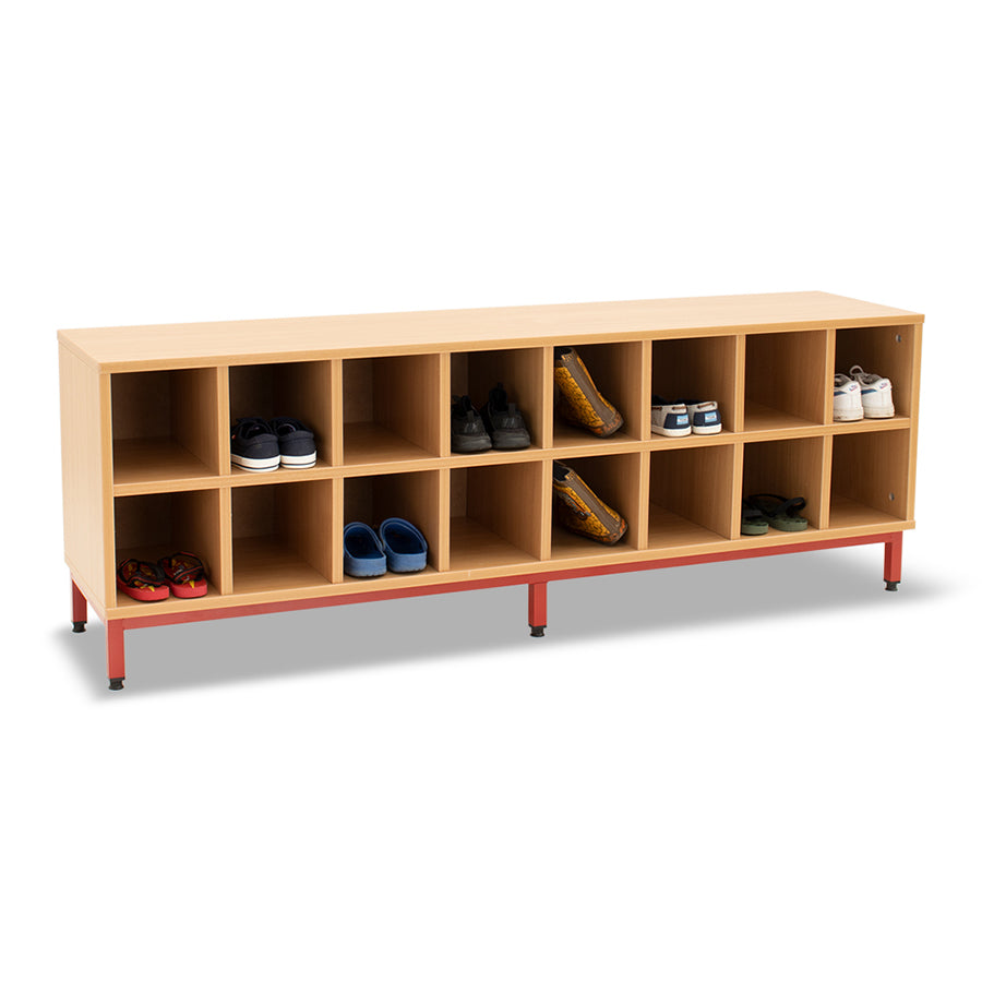 Cloakroom Bench with 16 Open Compartments