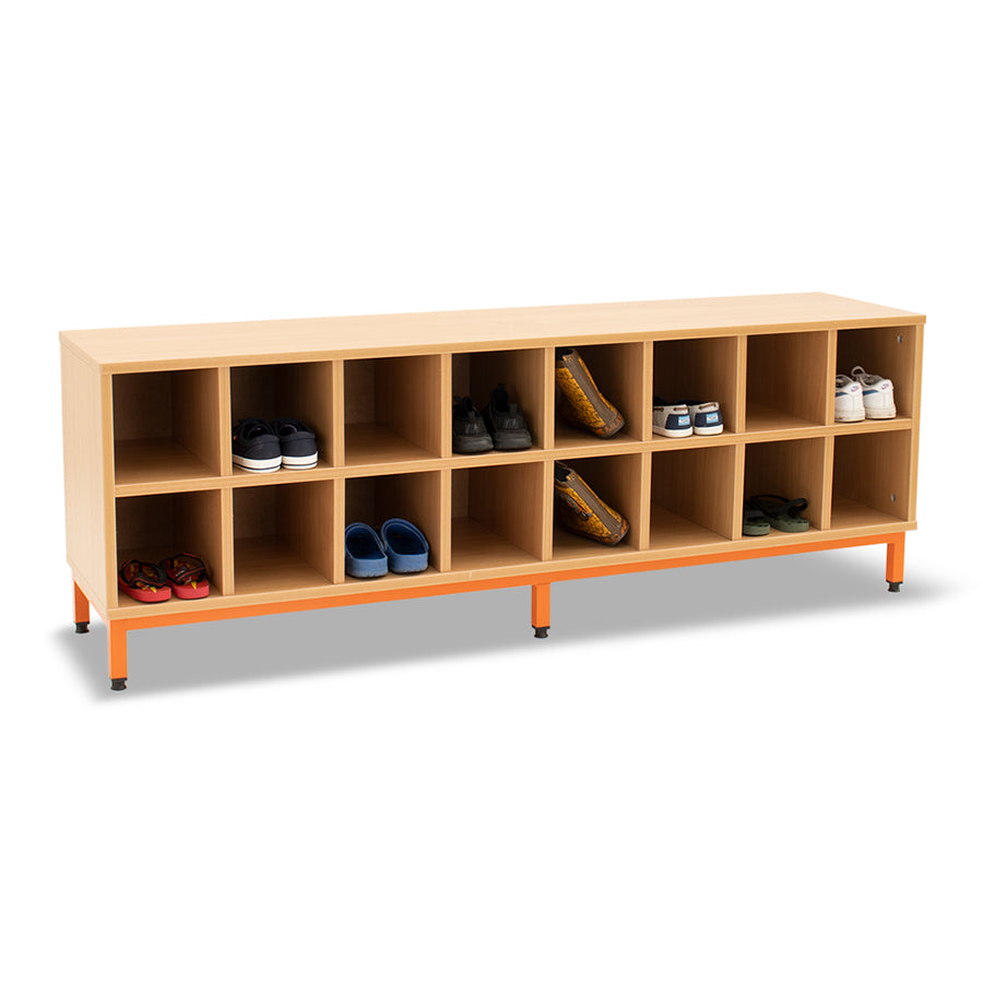 Cloakroom Bench with 16 Open Compartments