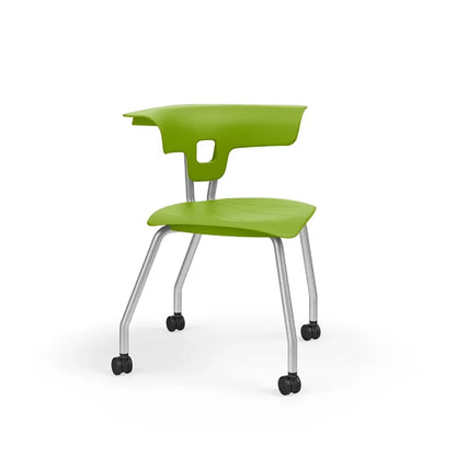 Ruckus 4 Leg Chair with castors chrome frame with zesty lime seat and back 1