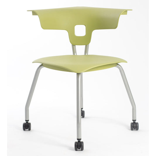 Ruckus 4 Leg Chair with castors starlight silver frame with zesty lime seat and back 1