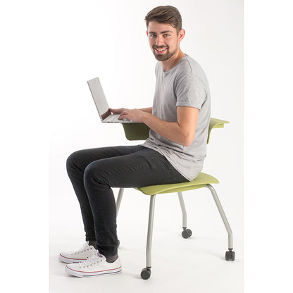 Ruckus 4 Leg Chair with castors starlight silver frame with zesty lime seat and back lifestyle image 3