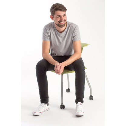 Ruckus 4 Leg Chair with castors starlight silver frame with zesty lime seat and back lifestyle image 4