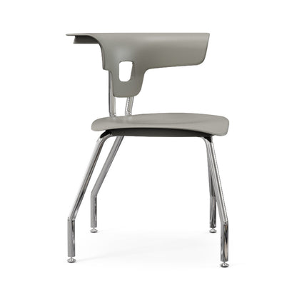 Ruckus 4 Leg Chair with glides chrome frame with warm grey seat and back 1