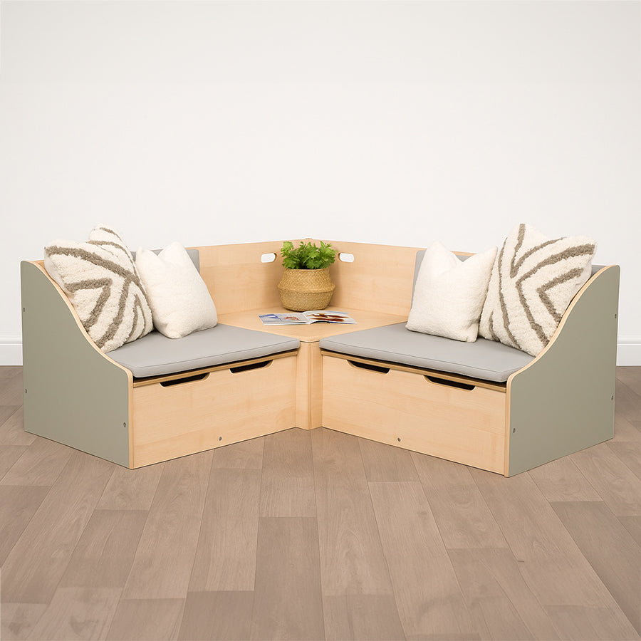 Junior Reading Corner Seat – Sage Green & Maple
