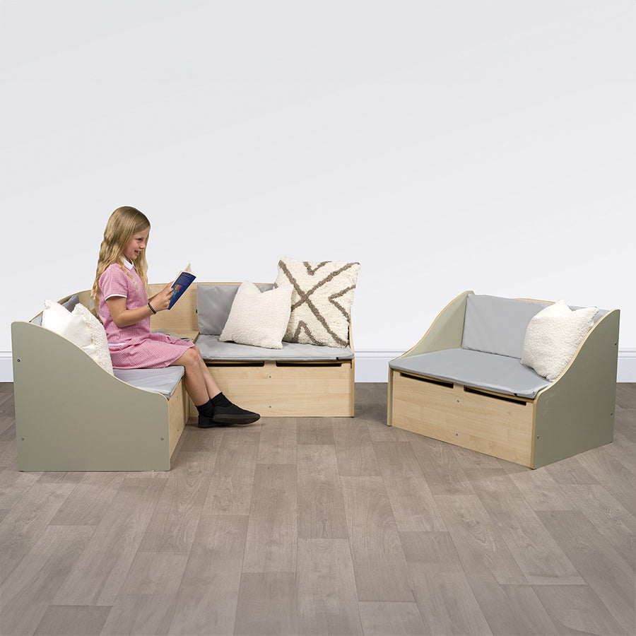 Junior Reading Corner Seat – Sage Green & Maple