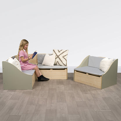 Junior Reading Corner Seat – Sage Green & Maple