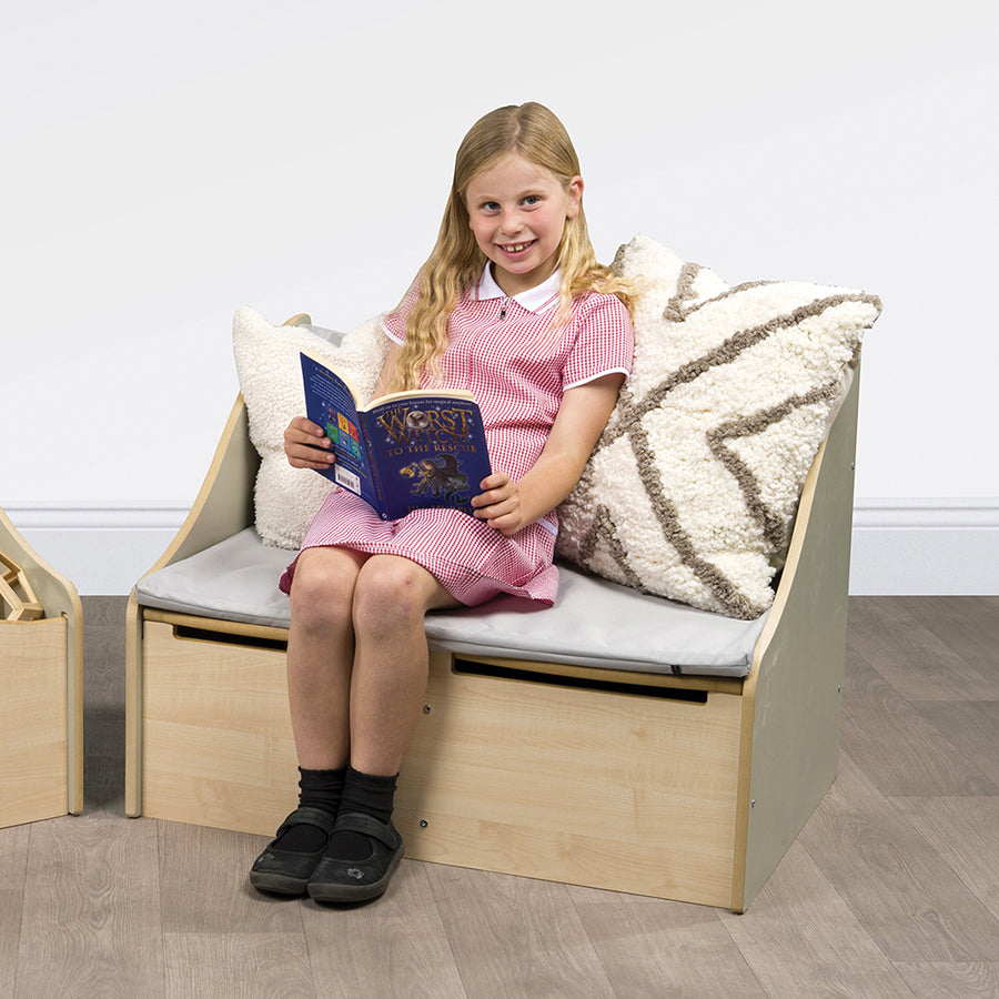 Junior Reading Corner Sofa – Sage Green & Maple
