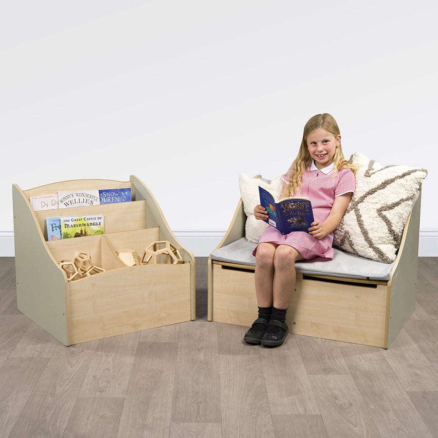 Junior Reading Corner Sofa – Sage Green & Maple