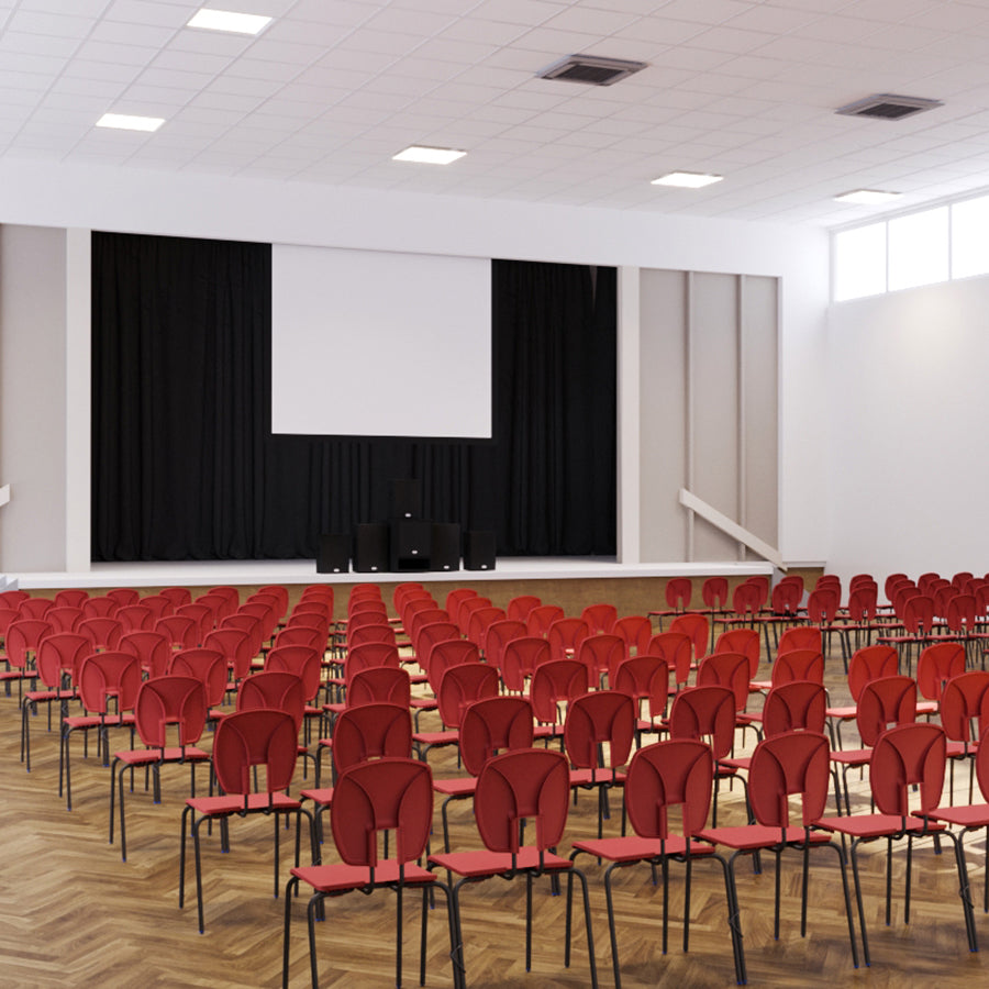 SE Curve Chair Indian Red Poly Seat and Dark Grey Steel Frame CS30022 School Hall