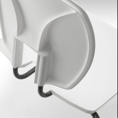 SE Curve Chair White Poly Seat and Dark Grey Steel Frame Back View Close Up