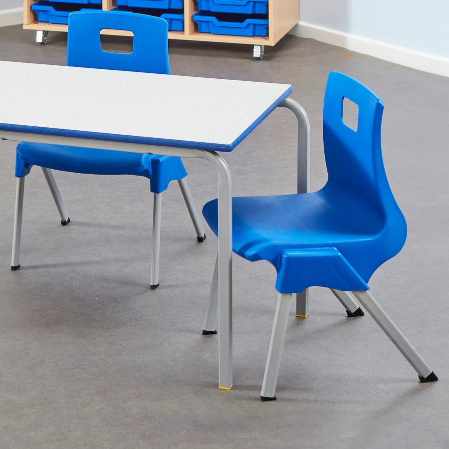 ST Classroom Chair Blue Poly Seat with Light Grey Duraform Frame Lifestyle Image