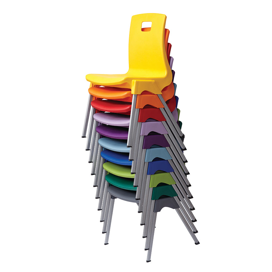 ST Classroom Chair Stacked Poly All Colours Seat with Light Grey Duraform Frame