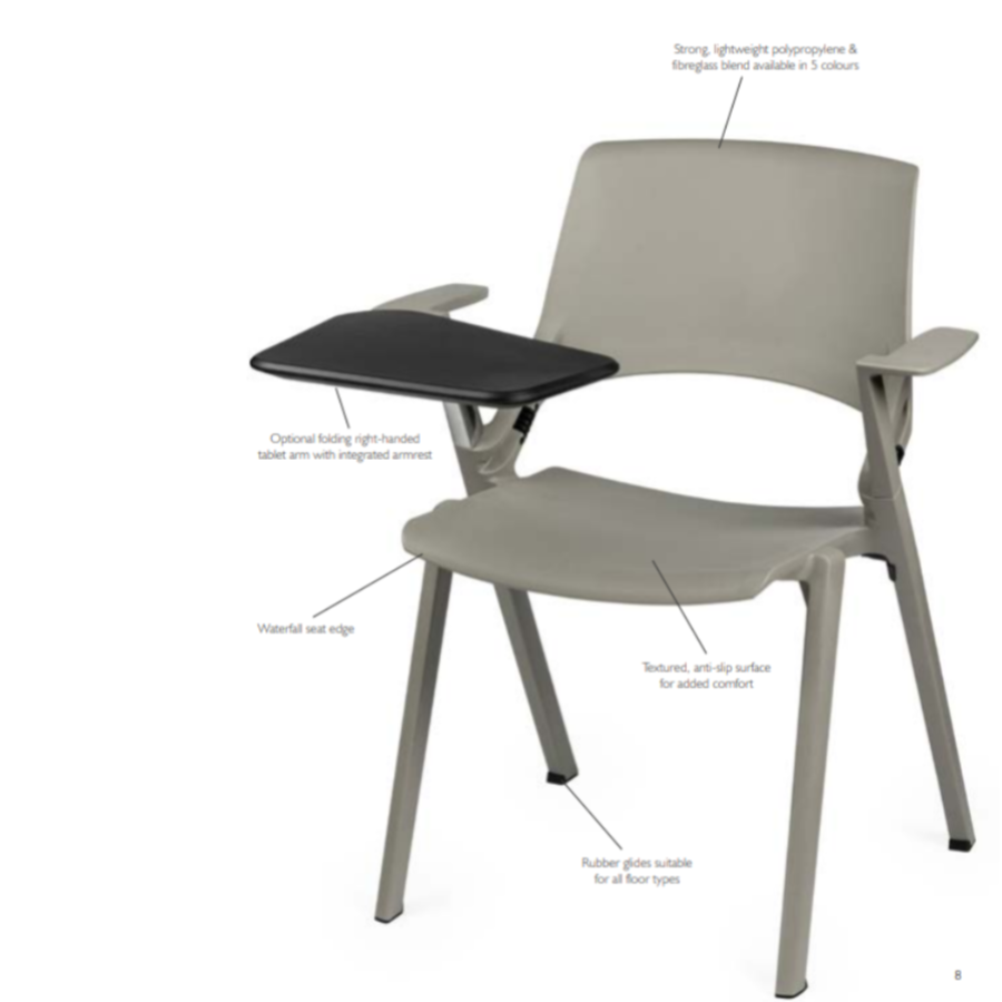 Myke Stacking Chair With Arms & Tablet