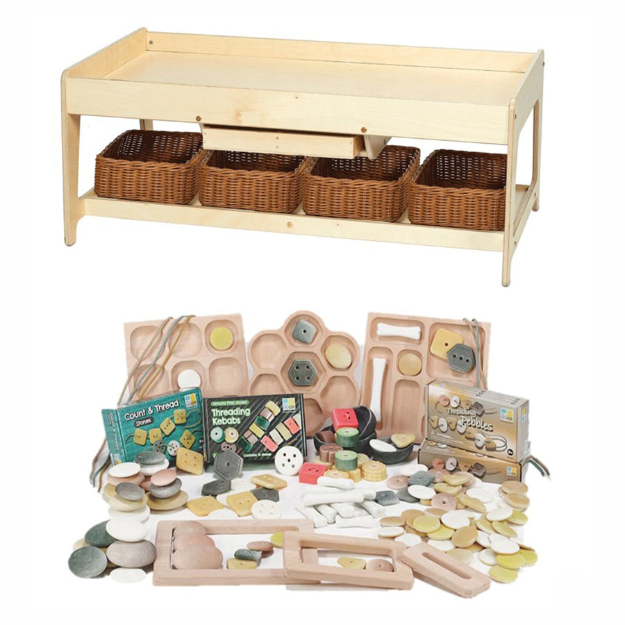 Investigative Play Table with 4 Clear Tubs or Baskets