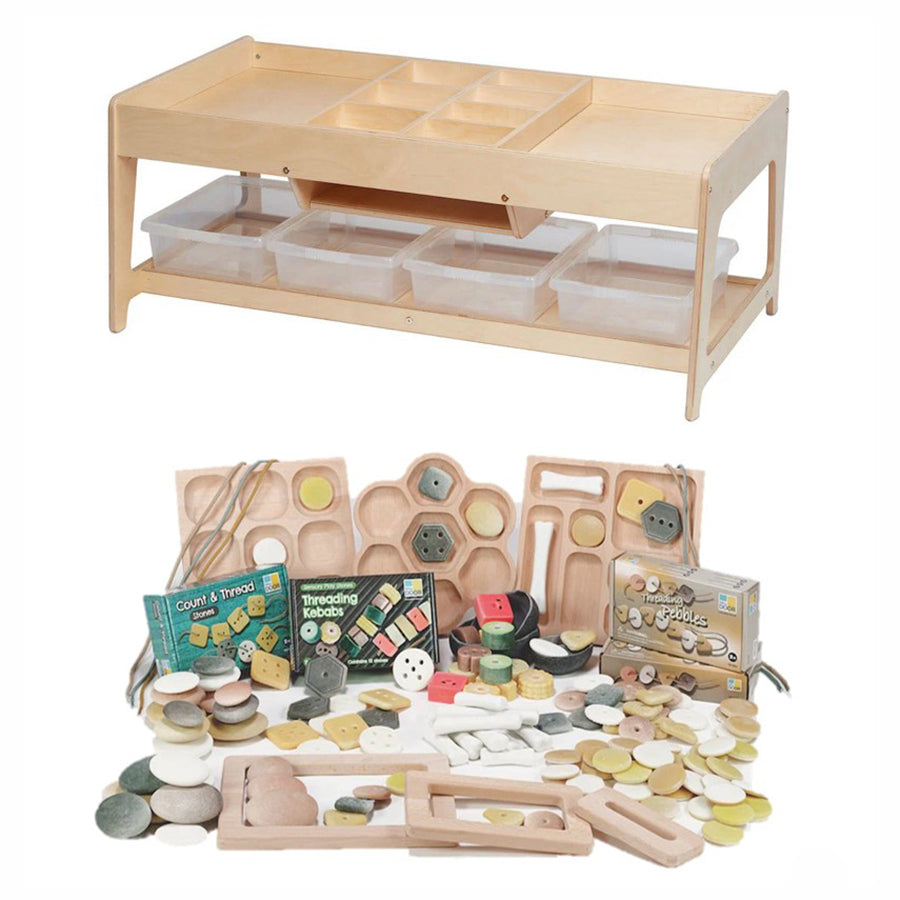 Investigative Play Table with 4 Clear Tubs or Baskets